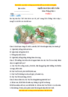 Bài tập cuối tuần Tiếng việt 4 Tuần 1 (có lời giải)