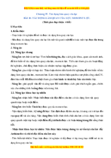 Giáo án Tác dụng làm quay của lực. Moment lực Vật lí 8 Kết nối tri thức