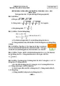 Đề HSG Toán 9 cấp huyện - Năm Căn - Cà Mau năm 2022-2023 có đáp án