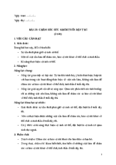 Giáo án Bài 25: Chăm sóc sức khoẻ tuổi dạy thì Khoa học lớp 5 Chân trời sáng tạo