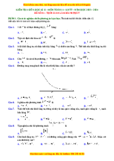 Đề thi giữa kì 2 Toán 11 Kết nối tri thức (theo cấu trúc đề minh họa 2025) Đề 1