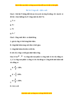 Trắc nghiệm Công suất – Hiệu suất Vật lí 10 Chân trời sáng tạo