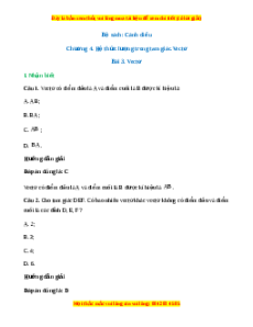 Trắc nghiệm Khái niệm vectơ Toán 10 Cánh diều