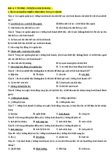 Trắc nghiệm Bài 6 Kinh tế pháp luật 11 Đúng-Sai, Trả lời ngắn: Ý tưởng + cơ hội kinh doanh