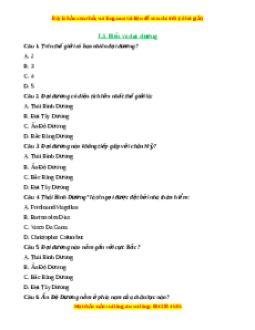 Trắc nghiệm Bài 21 Địa lí 6 Kết nối tri thức: Biển và đại dương