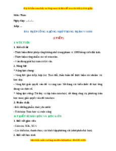 Giáo án Phép cộng không nhớ trong phạm vi 100 Toán 2 Chân trời sáng tạo