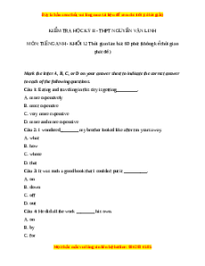 Đề thi cuối kì 2 Tiếng Anh lớp 12 trường THPT Nguyễn Văn Linh năm 2023