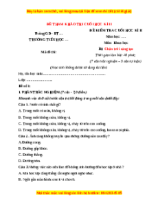 Đề thi cuối kì 2 Khoa học lớp 4 Chân trời sáng tạo (Đề 1)