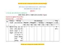 Đề thi cuối kì 2 Toán 11 Chân trời sáng tạo (Đề 3)