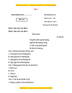 Đề thi giữa kì 1 Ngữ văn 8 Kết nối tri thức (đề 9)