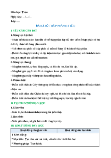 Giáo án Số thập phân Toán lớp 5 Cánh diều