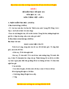 Đề thi cuối kì 2 Tiếng Việt lớp 4 Kết nối tri thức (Đề 2)