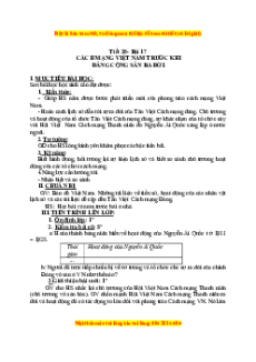 Giáo án Bài 17 Lịch sử 9: Cách mạng Việt Nam trước khi Đảng Cộng sản ra đời
