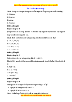 Trắc nghiệm Ôn tập chương 7 Hóa 10 Kết nối tri thức