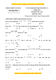Đề thi HSG Toán 7 năm 2024 Phòng GD&ĐT Lâm Thao - Phú Thọ