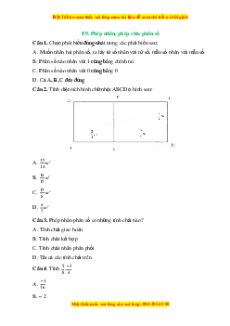 Trắc nghiệm Phép nhân, phép chia phân số Toán 6 Cánh diều