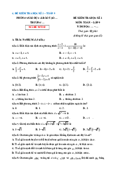 Đề thi Cuối kì 1 Toán 9 Cánh diều 2024 (Đề 4)