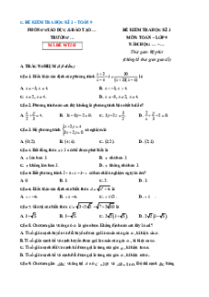 Đề thi Cuối kì 1 Toán 9 Cánh diều 2024 (Đề 4)