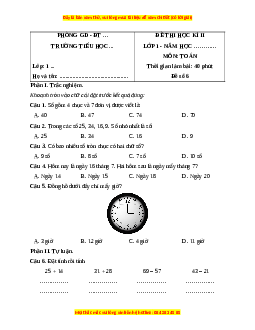 Đề thi cuối kì 2 Toán lớp 1 Kết nối tri thức (Đề 6)