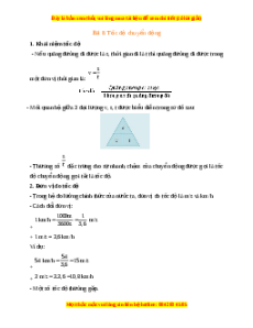 Lý thuyết KHTN 7 Kết nối tri thức Bài 8: Tốc độ chuyển động