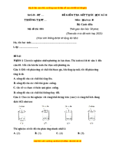 Đề thi Hóa học 10 Cuối kì 2 Cánh diều cấu trúc mới (Đề 1)