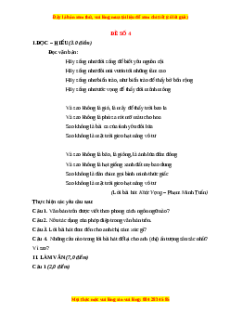 Đề thi giữa kì 1 Ngữ văn 12 - đề 4 có đáp án