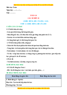 Giáo án Chiếc đồng hồ của em Toán lớp 1 Chân trời sáng tạo