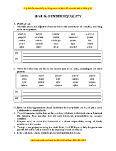 Bài tập Unit 6: Gender equality Tiếng Anh 10 chương trình thí điểm