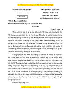 Đề thi giữa kì 2 Ngữ văn 8 Cánh diều (Đề 4)