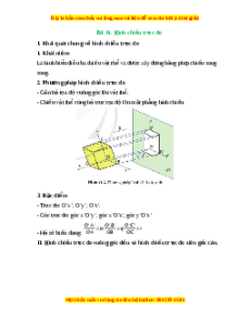 Lý thuyết Công nghệ 10 Cánh diều Bài 11: Hình chiếu trục đo