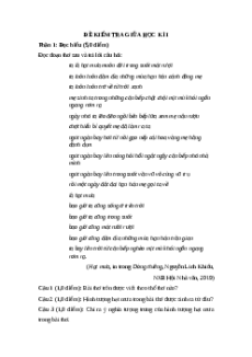 Đề thi giữa kì 1 Ngữ văn 12 Chân trời sáng tạo (Đề 8)