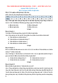 Trắc nghiệm Toán 7 Đúng-Sai, Trả lời ngắn Chân trời sáng tạo Chương 9