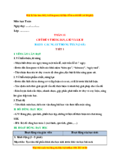 Giáo án Các ngày trong tuần Toán lớp 1 Kết nối tri thức