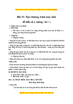 Giáo án Bài 15 Tin học lớp 4 Kết nối tri thức: Tạo chương trình máy tính để diễn tả ý tưởng