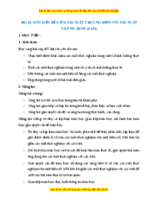 Giáo án Mối liên hệ giữa xác suất thực nghiệm với xác suất và ứng dụng Toán 8 Kết nối tri thức