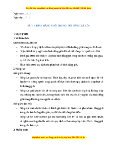 Giáo án Bài 11 KTPL 11 Cánh diều: Bình đẳng giới trong đời sống và xã hội