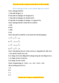 Trắc nghiệm Hydrogen halide và một số phản ứng của ion halide Hóa học 10 Chân trời sáng tạo