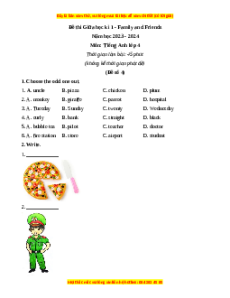 Đề thi giữa kì 1 Tiếng Anh lớp 4 Family and Friends (Đề 4)