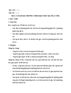 Giáo án Giải hệ hai phương trình bậc nhất hai ẩn Toán 9 Chân trời sáng tạo