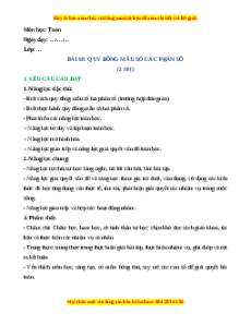 Giáo án Quy đồng mẫu số các phân số Toán lớp 4 Cánh diều