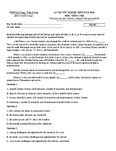 Đề thi thử tốt nghiệp Tiếng Anh 2025 THPT Gò Công Đông - Tiền Giang