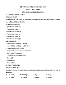 Đề cương ôn tập Cuối kì 1 Tiếng Anh 8 Global Success