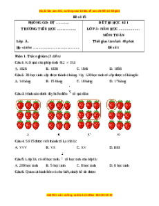 Đề thi cuối kì 1 Toán lớp 3 Chân trời sáng tạo - Đề 15