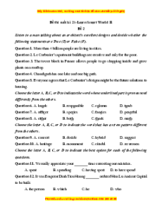 Đề thi cuối kì 2 Tiếng Anh 11 Ilearn smart world (Đề 2 kèm file nghe)