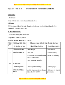 Giáo án Bài 75 Toán lớp 5: Giải bài toán về tỉ số phần trăm