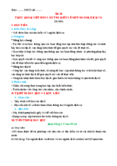 Giáo án Bài 38 Địa lí 10 Kết nối tri thức: Thực hành: Viết báo cáo tìm hiểu về một ngành dịch vụ