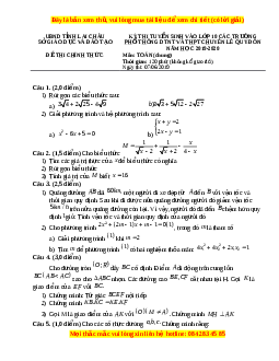 Đề thi vào 10 môn Toán tỉnh Lai Châu năm 2020