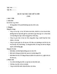 Giáo án Bài 15: Tạo màu cho chữ và nền Tin học 12 Kết nối tri thức