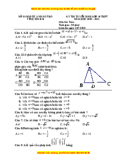 Đề thi vào 10 môn Toán tỉnh Yên Bái (Hệ không chuyên) năm 2021
