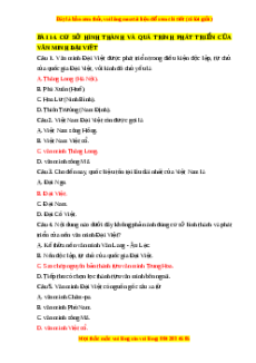 Trắc nghiệm Bài 14 Lịch sử 10 Cánh diều: Cơ sở hình thành và quá trình phát triển của văn minh Đại Việt